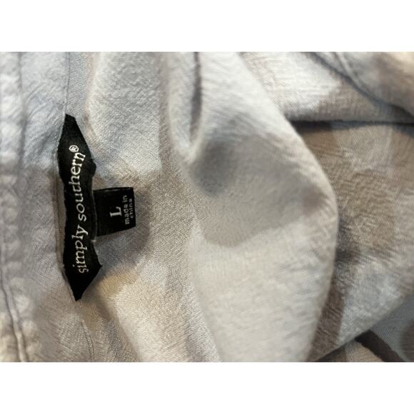 Simply Southern tiered swing dress color blocked long slv collar blues sz L - Picture 5 of 5